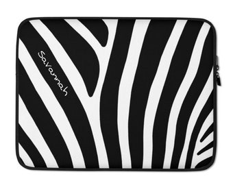 Zebra Print Laptop Sleeve by Melsinki, Personalized Laptop Sleeve, 13 inch and 15 inch Animal print laptop bag #ZS