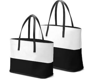 Black and white leather bag, Leather handbag, Handmade leather tote bag by Melsinki #LAS