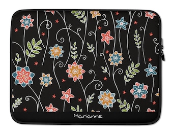 Personalized Computer Case, Floral Laptop Sleeve, Laptop Bag, Flower Laptop Case, 13" MacBook cover, laptop cover, New Job Gift #23