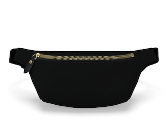 Sac banane en cuir noir, sac ceinture en cuir