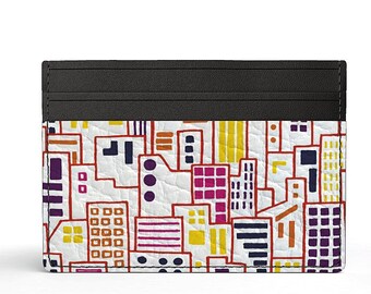 City Print Leather Card Holder: Handmade Nappa Leather Wallet