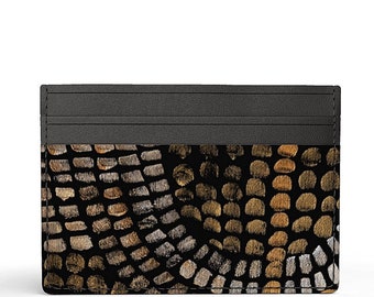 Printed Nappa Leather Card Holder: Slim Handmade Wallet