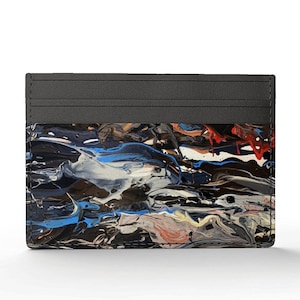 Tarjetero de cuero, tarjetero de viaje pintado, billetera fina de cuero, regalo para hombre