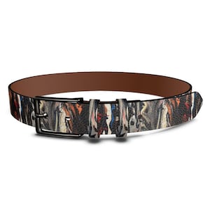 Abstract Art Leather Belt: Handmade Unisex Fashion Accessory