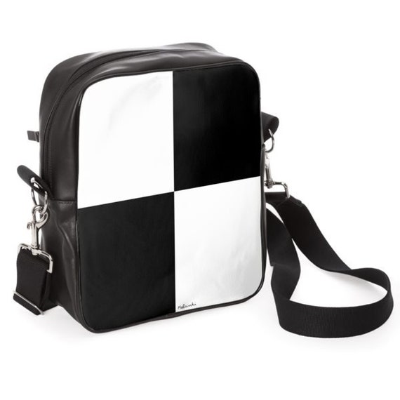 Checkered Leather Messenger Bag Mens Crossbody Bag Handmade | Etsy