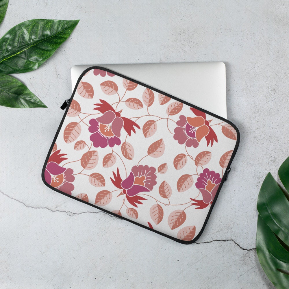 Personalized Computer Case Floral Laptop Sleeve Pink Flower Etsy
