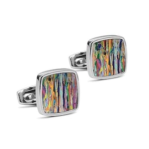 Colorful Cufflinks, Square cufflinks, Unique Gift, Gift for men #RV