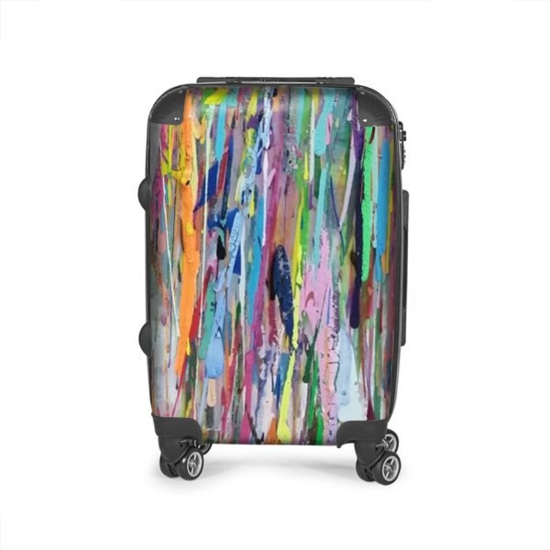 Custom Suitcase Rainbow Color Pain Splatter Rolling Luggage Etsy