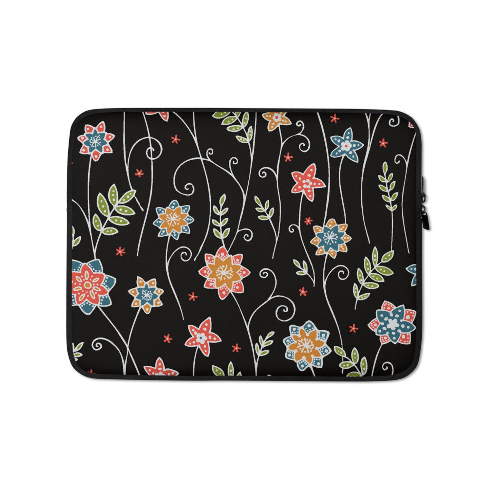 Black Floral Laptop Sleeve MacBook Pro 13 Case MacBook Pro Etsy