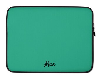 Jade Green Laptop Sleeve: Personalized Neoprene Macbook Cover