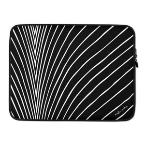 Black and White Line Art Laptop Sleeve: Padded, Water Resistant image 3