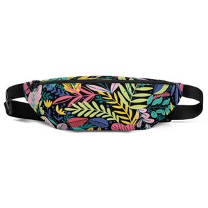 Tropical Fanny Pack, Colorful Leaf Print Waist Bag, Tropical Hip Bag