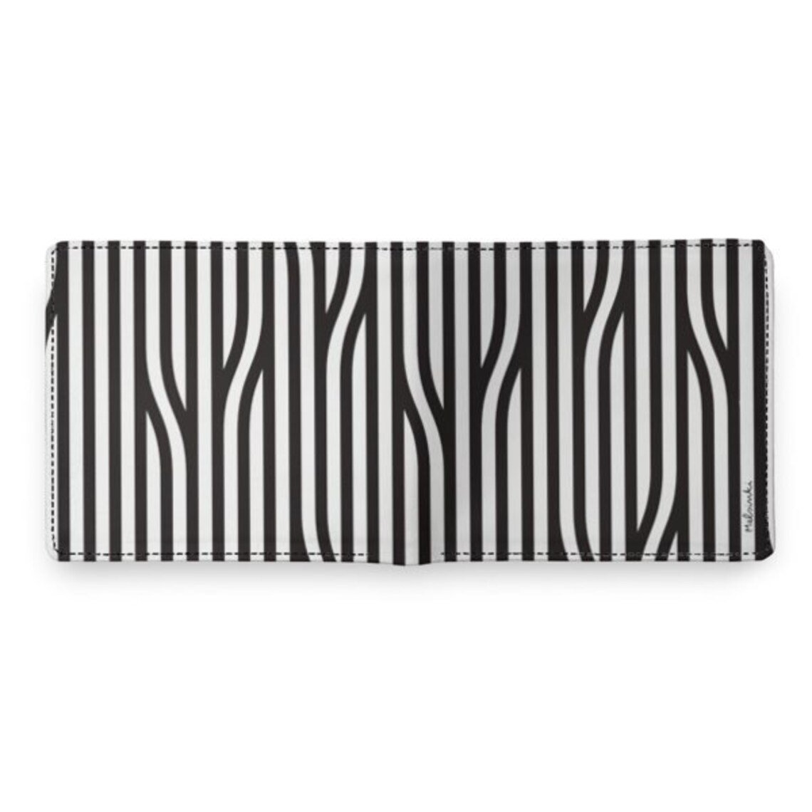 Mens Leather Wallet Oilcloth Wallet Black and White Striped Etsy