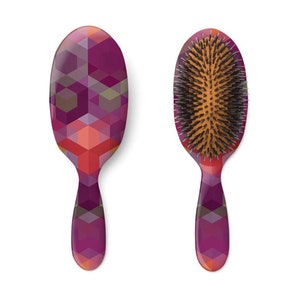 Geometrische ontklittende haarborstel met nylon en natuurlijke haren, gepersonaliseerd cadeau, verjaardagscadeau voor vriendin #MVO