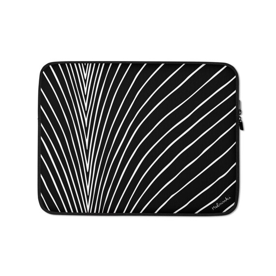 Black and White Line Art Laptop Sleeve: Padded, Water Resistant