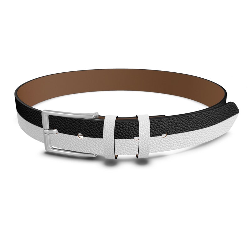 Black and White Leather Belt, Handmade Mens Leather Belt by Melsinki LAS Etsy