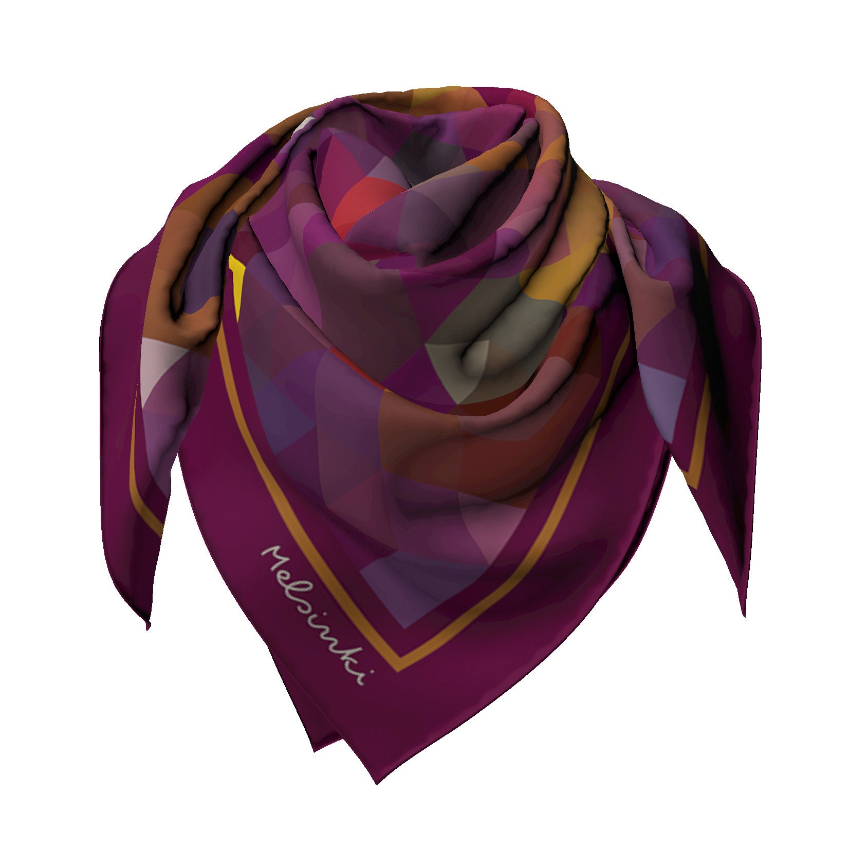 Silk neckerchief Hermès Burgundy in Silk - 28803660