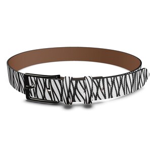 Black and White Leather Belt, Handmade Mens Leather Belt by Melsinki, Birthday Day Gift for Him