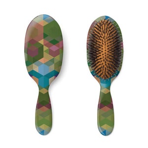Green Detangling Hair Brush with nylon and natural bristles, Gift for him, Gift for her #CSG