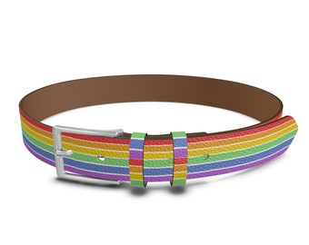 Rainbow Leather Belt, LGBT Pride Belt, Womens Leather Belt, Mens Leather Belt