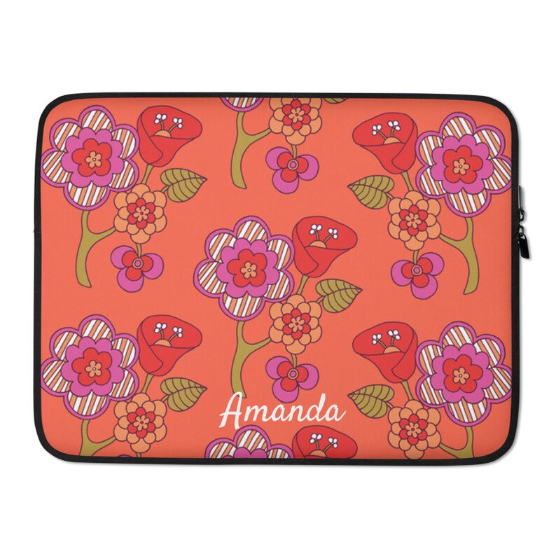 Womens laptop bag Personalized Laptop Sleeve Flower Print Custom Laptop Sleeve Floral Macbook Cover
