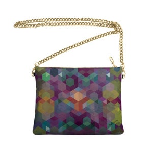 Leder Umhängetasche Clutch Tasche mit Kette, lila Abendtasche, geometrische Umhängetasche, Geburtstagsgeschenk für Frauen, Freundin Geschenk #CSP