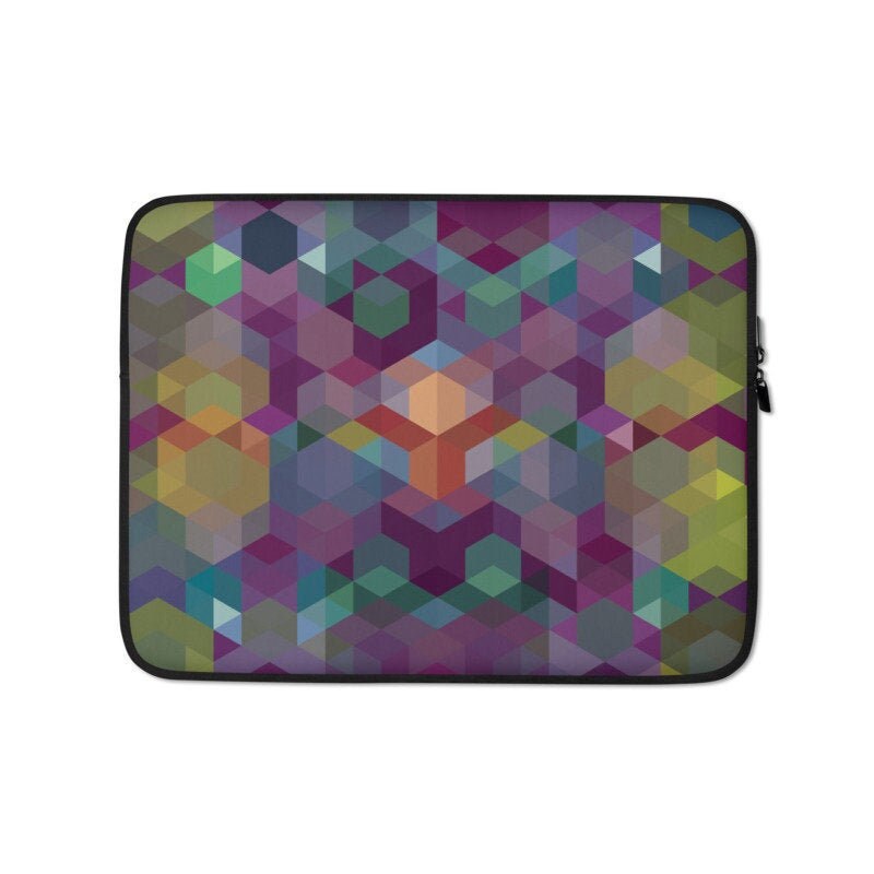 Purple Laptop Sleeve With Geometric Print, Computer Case, MacBook Air