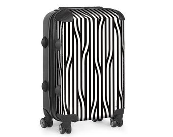 Black and White Suitcase,  Rolling Luggage, Travel Carry on Bag, Weekender bag, Travel Gift #WTL