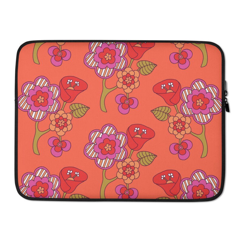Womens laptop bag Personalized Laptop Sleeve Flower Print Custom Laptop Sleeve Floral Macbook Cover