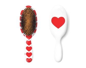Personalized Hairbrush, Heart print Detangling hairbrush with nylon and natural bristles, Mothersday Gift,  gift for her, Girlfriend gift
