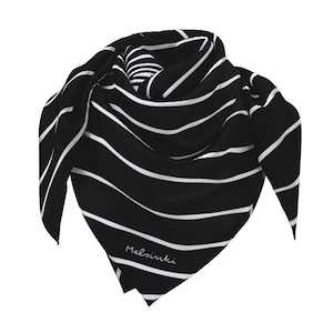 Black and White Striped Scarf, Silk Scarf 65 cm or 90 cm, Unique gift for her, Minimalist Scarf #DD