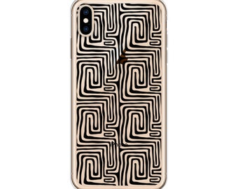 Clear iPhone Case with Geometric Pattern, Labyrinth Phone Case