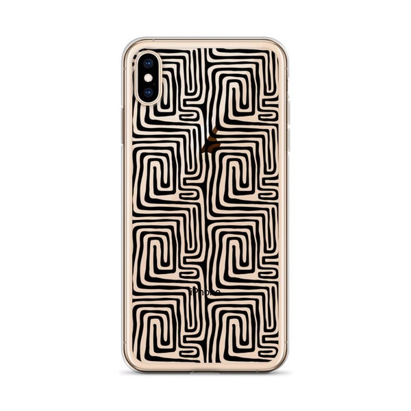 Clear iPhone Case with Geometric Pattern, Labyrinth Phone Case