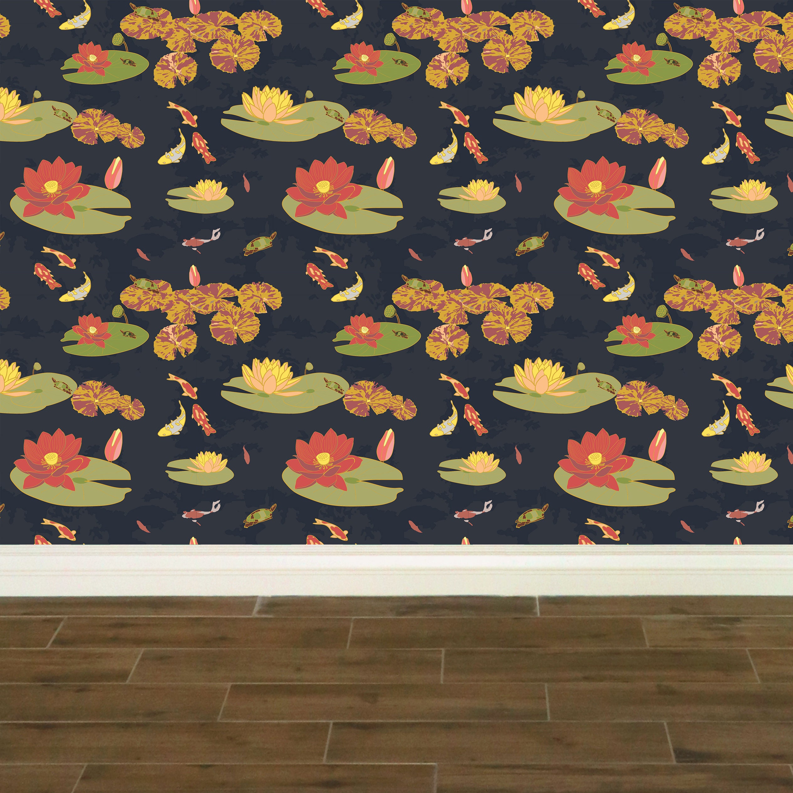 Waterlily and Koi Pond Wallpaper | Etsy