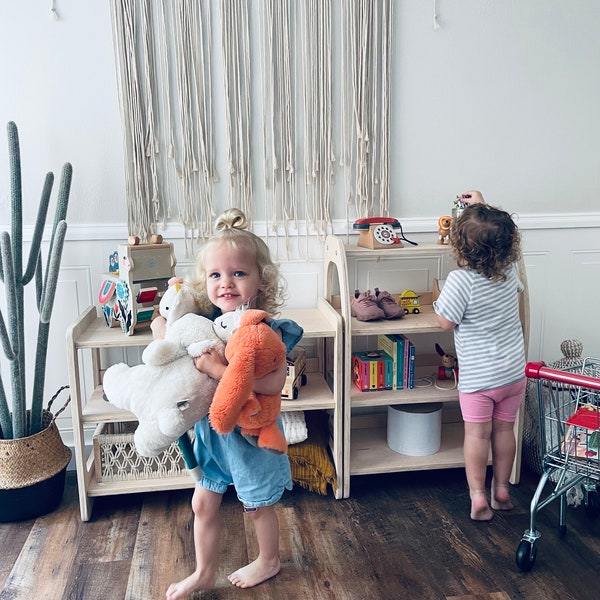 Montessori Toy Shelf or Montessori Clothing Rack, Nursey Set w Optional Shelf, Dress Up Storage, Toddler Wardrobe