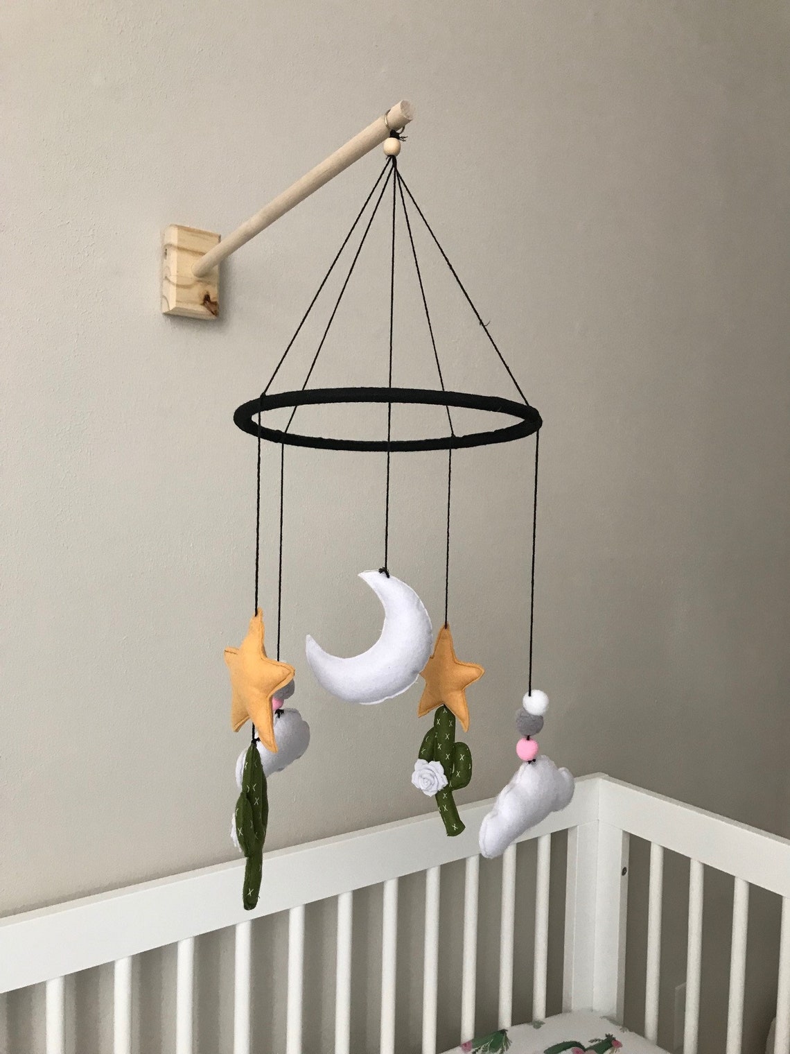 Wall Mounted Wooden Mobile Crib Arm Etsy