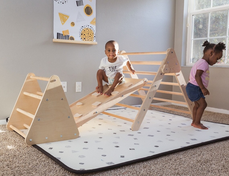 Montessori Climbing Gym Pikler Triangle Set Option of 3, Montessori Climber, Foldable Play Gym Beginner Triangle