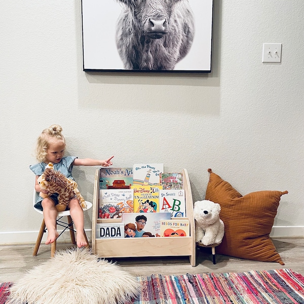 Montessori Bookcase for Toddler, Toddler Bookshelf, FREE SHIPPING