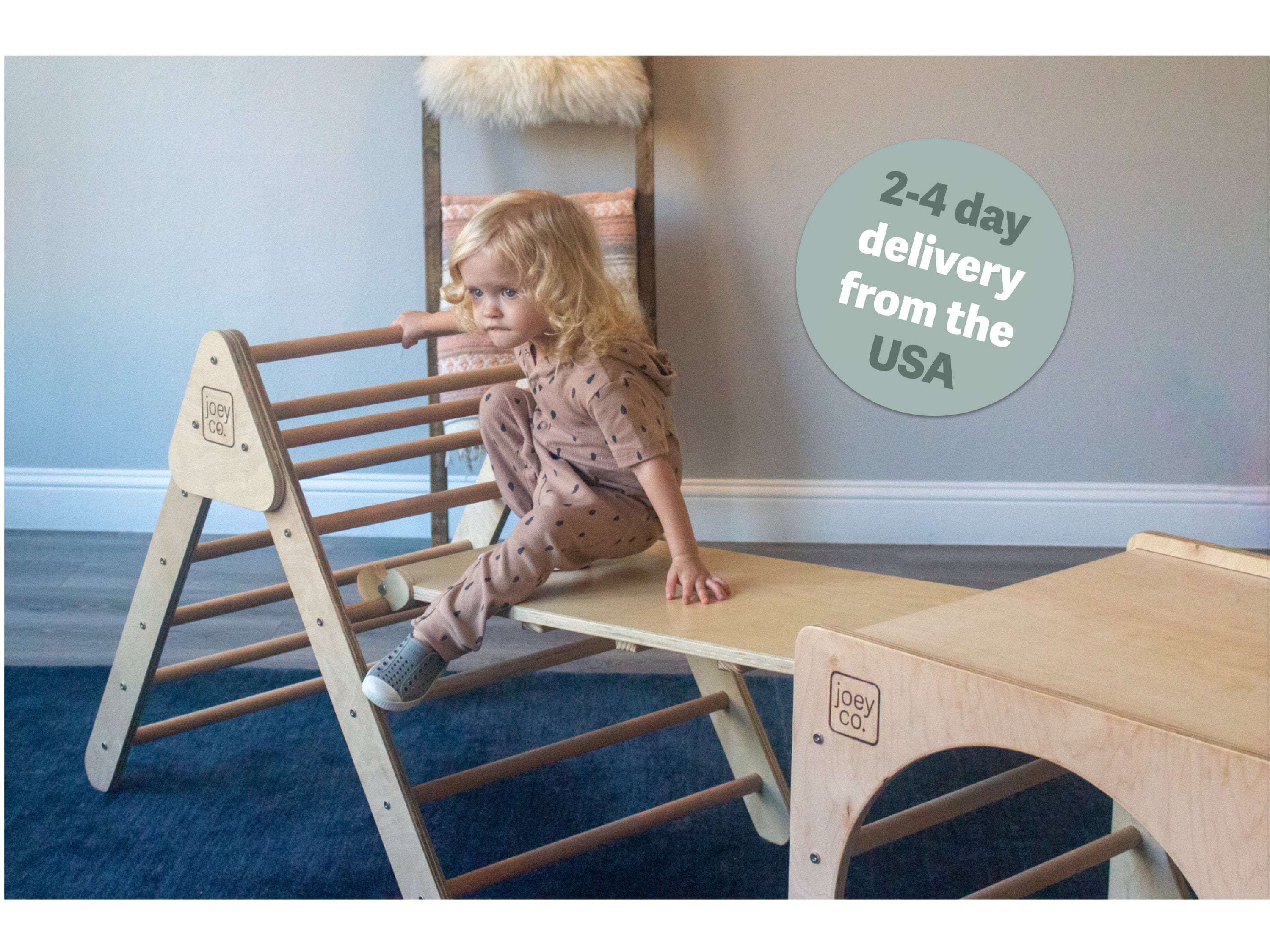 Montessori Climbing Triangle with Optional Climbing Ramp, Montessori Waldorf Climber, Set of 3 Foldable Play Gym