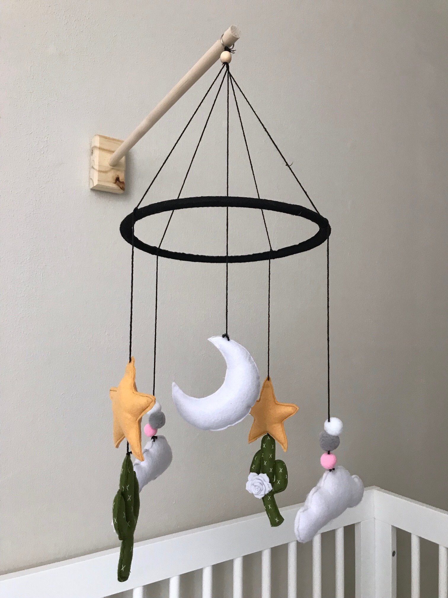 Wall Mounted Wooden Mobile Crib Arm Etsy