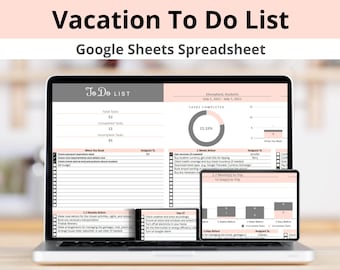 Vacation To Do List Google Sheets Spreadsheet, Travel Checklist Template, Holiday Trip Planning Organizer