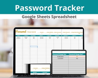 Rastreador de contraseñas Hojas de cálculo de Google para registrar inicios de sesión y contraseñas, Organizador de contraseñas, Rastreador de lista de contraseñas, Administrador de contraseñas