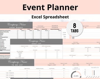 Event Planner Excel Spreadsheet Bundle with A Budget, Guest List, To Do Checklist, Timeline | Party Planning Template | Instant Download