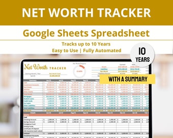 Net Worth Tracker Spreadsheet Template, Financial Net Worth Google Sheets Worksheet Statement Calculator, Personal Family Finance Net Worth