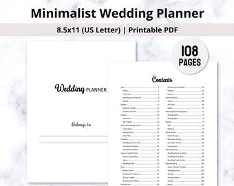 Wedding Planner Printable PDF | Minimalist Wedding Activity Book Journal | Wedding Planning Binder Personalized Template | Digital Download