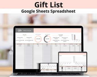 Gift List Tracker Google Sheets Spreadsheet, Gift Planner, Editable Gift Checklist to Track Your Gift Ideas for Christmas & Other Occasions
