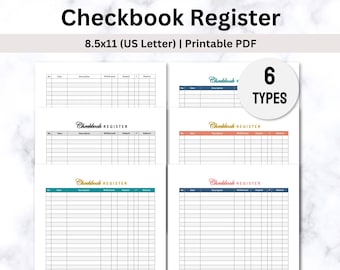 Printable Check Register PDF Template, Checks, Transactions, Deposits, Withdrawals & Account Balance Digital Tracker