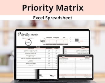 Eisenhower Matrix Excel Spreadsheet Template, Priority Matrix Planner, Urgent Important Productivity Task Organizer (Digital)