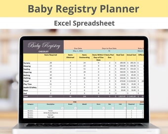 Baby Registry Checklist Excel Spreadsheet Template, Baby Essentials List, Newborn Items Tracker (Digital Download)