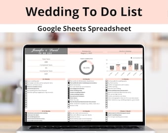 Plantilla de hoja de cálculo de Google Sheets para la lista de tareas de la boda: seguimiento de la lista de verificación de los novios (digital)